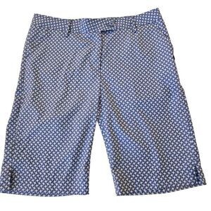 Cracked Wheat Womens Printed Stretch Golf Bermuda Shorts Blue White Size 6